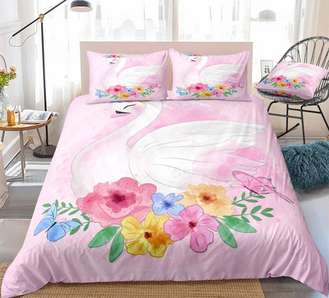 Image of Pink Swan Bedding Set - Beddingify