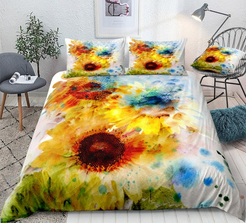Image of Oil Painting Sunflower Bedding Set - Beddingify