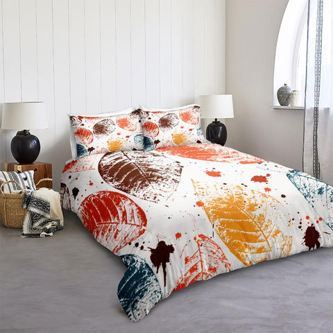Image of Colorful Leaves Bedding Set - Beddingify