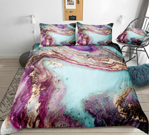 Purple Blue Marble Bedding Set - Beddingify