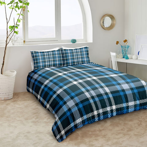 Image of Blue Plaid Bedding Set - Beddingify