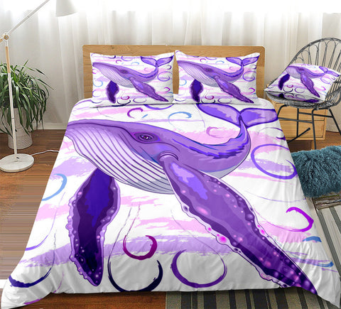 Image of 3D Purple Whale Bedding Set - Beddingify