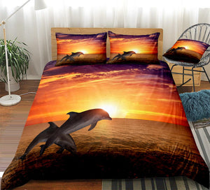 Dolphin Sunset Bedding Set - Beddingify