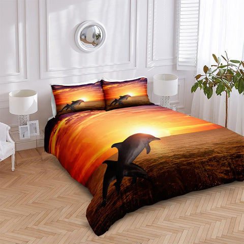 Image of Dolphin Sunset Bedding Set - Beddingify