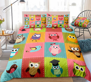 Kids Owl Cartoon Bedding Set - Beddingify