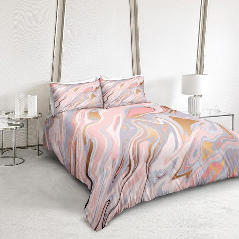 Image of Pastel Pink Marble Bedding Set - Beddingify