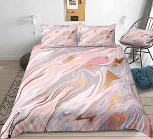 Pastel Pink Marble Bedding Set - Beddingify