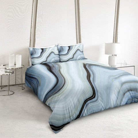 Image of Black Blue Marble Bedding Set - Beddingify