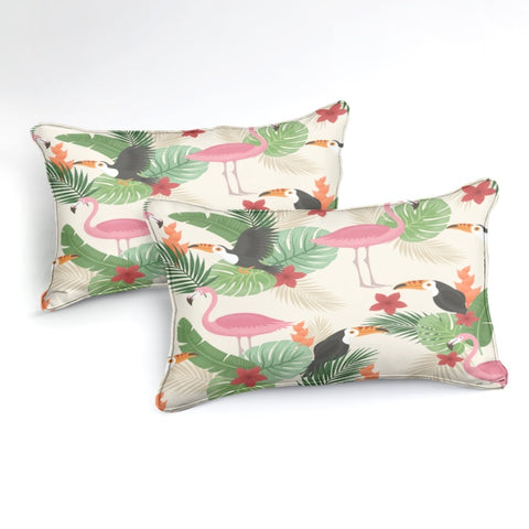 Image of Flamingo And Parrot Bedding Set - Beddingify