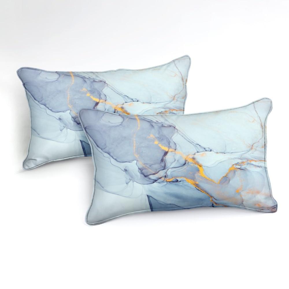 Blue Gold Marble Comforter Set - Beddingify
