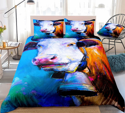 Image of Colorful Cow Bedding Set - Beddingify