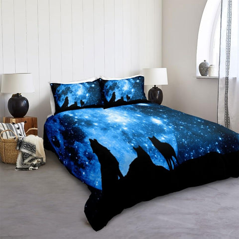 Image of Galaxy Wolves Comforter Set - Beddingify