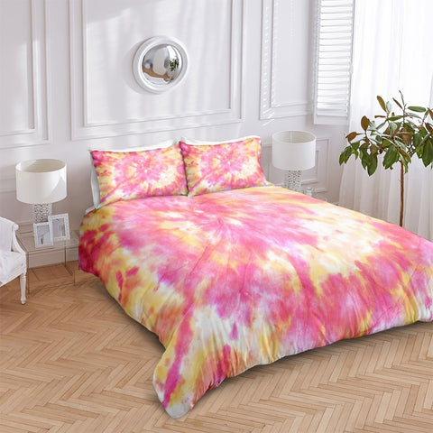 Image of Pink Orange Tie Dye Bedding Set - Beddingify