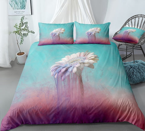 Image of Cyan Pink Floral Bedding Set - Beddingify