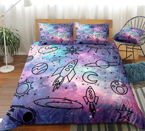Image of Cartoon Space Bedding Set - Beddingify