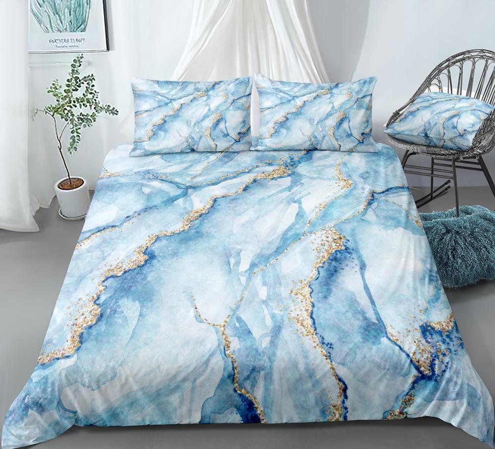 Light Blue Marble Comforter Set - Beddingify