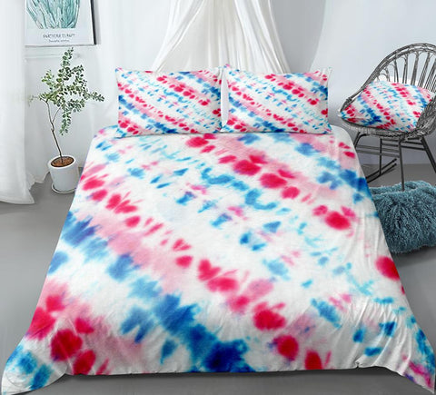 Pink Blue Tie Dye Bedding Set - Beddingify