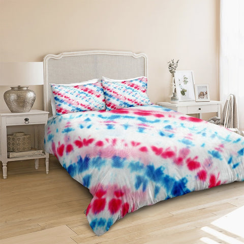 Image of Pink Blue Tie Dye Bedding Set - Beddingify