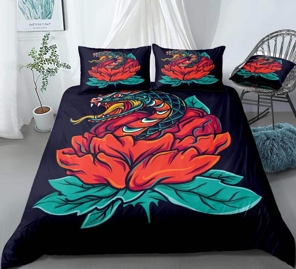 Rose And Snake Bedding Set - Beddingify