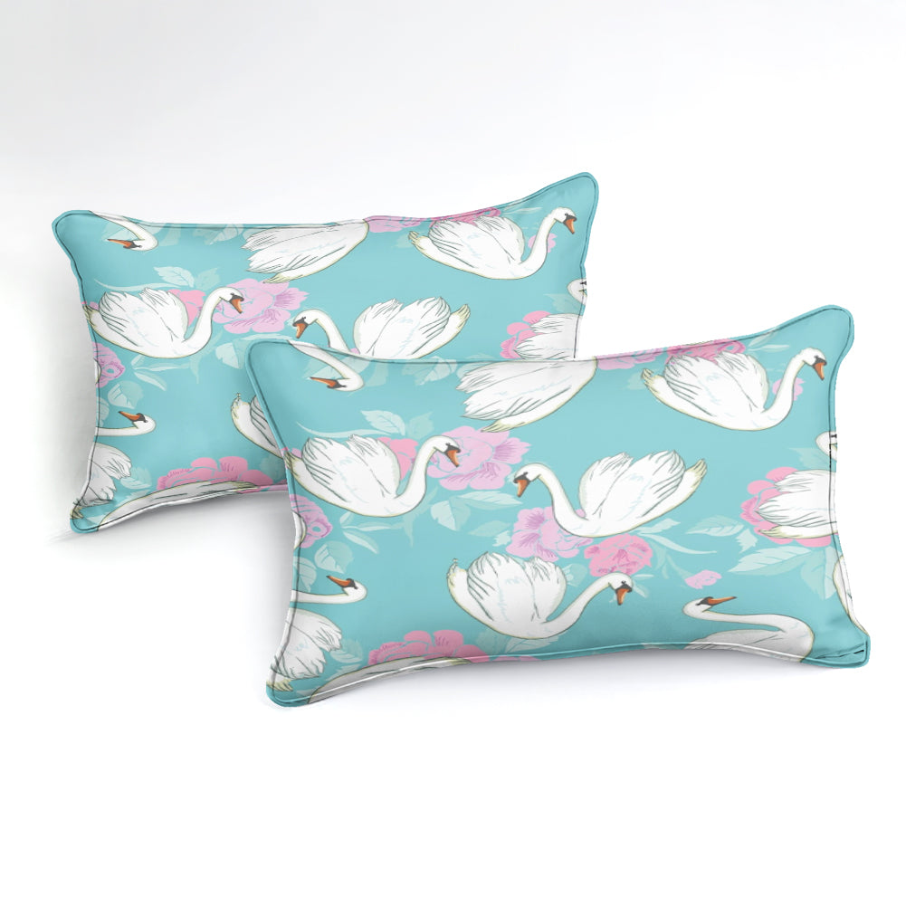 Pink Flower Swan Bedding Set - Beddingify