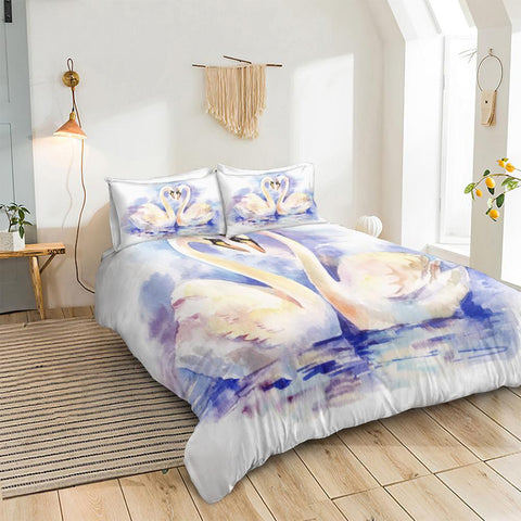 Image of Couple Swans Bedding Set - Beddingify