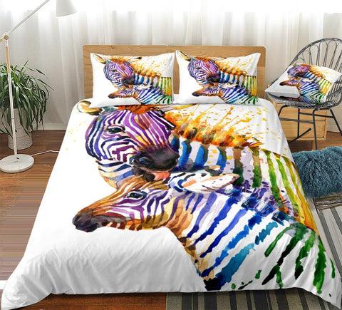 Image of Colorful Zebra Bedding Set - Beddingify