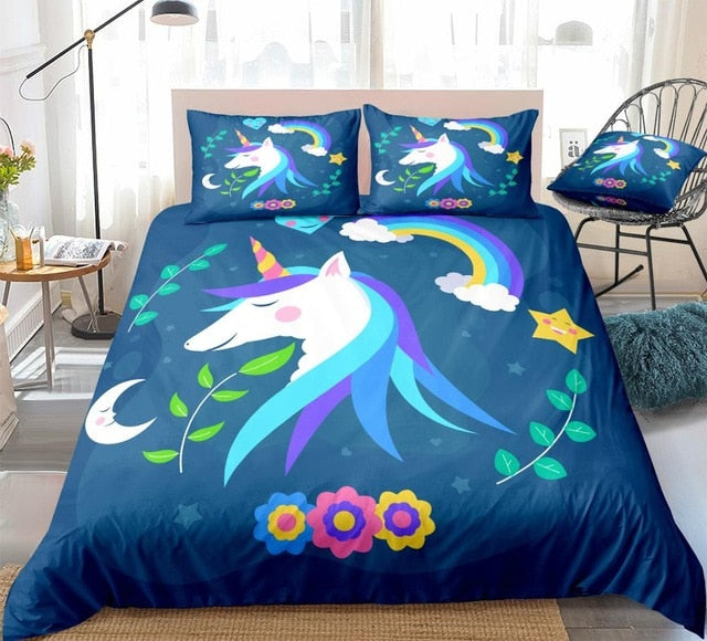Blue Unicorn Bedding Set - Beddingify