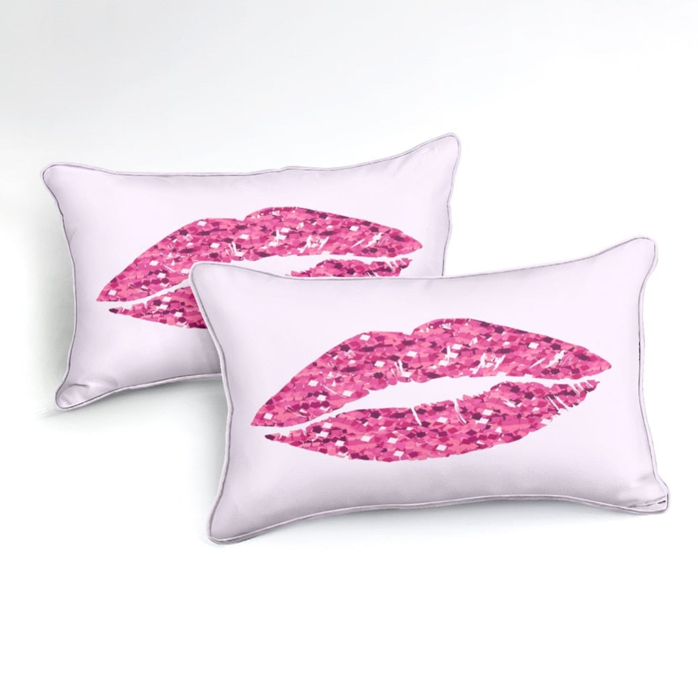 Glittering Pink Lips Bedding Set - Beddingify