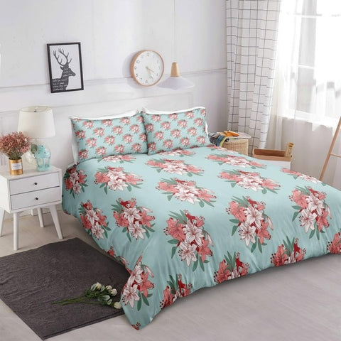 Image of Red Flowers Bedding Set - Beddingify