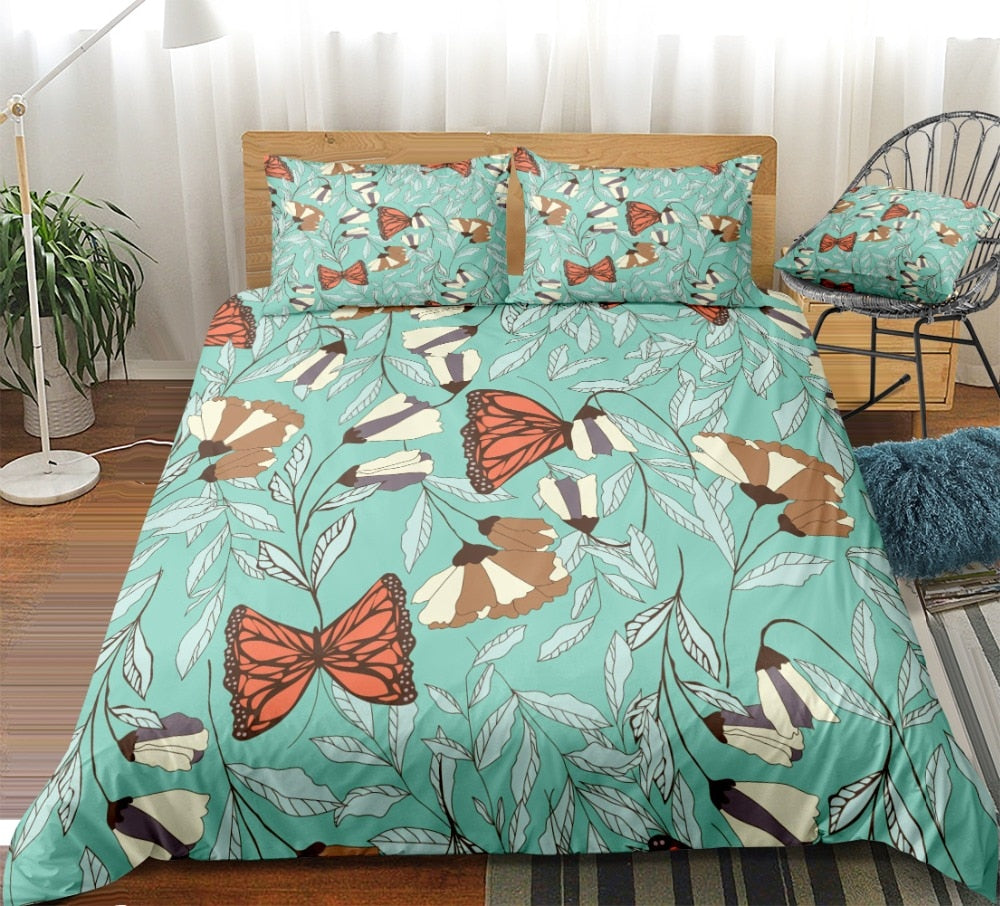 Floral Butterfly Bedding Set - Beddingify