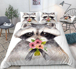 Flower Raccoon Bedding Set - Beddingify