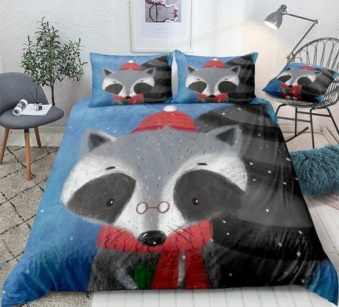 Image of Cartoon Raccoon Bedding Set - Beddingify