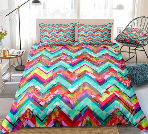 Image of Colorful Ethnic Geometric Bedding Set - Beddingify