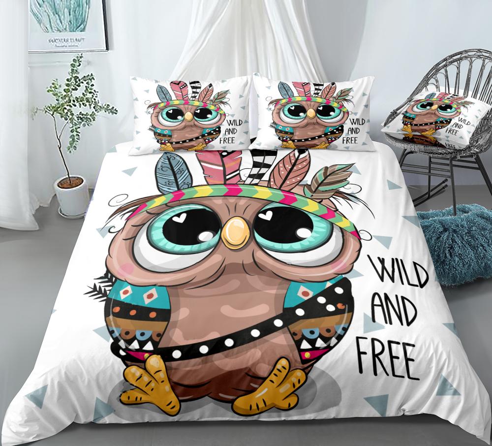 Cartoon Tribal Owl Bedding Set - Beddingify