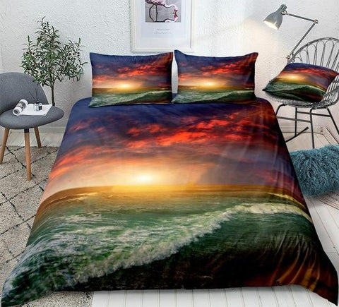 Image of Dawn Beach Themed  Comforter Set - Beddingify