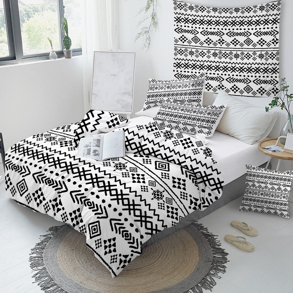 Black White Aztec Bedding Set - Beddingify