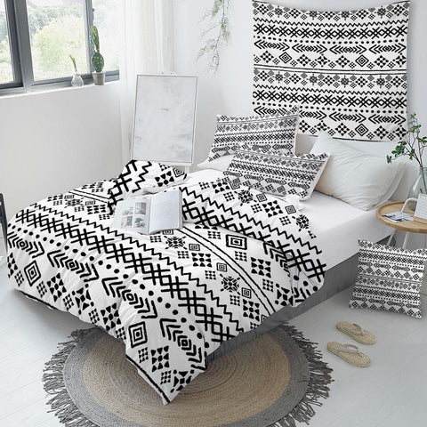Image of Black White Aztec Comforter Set - Beddingify