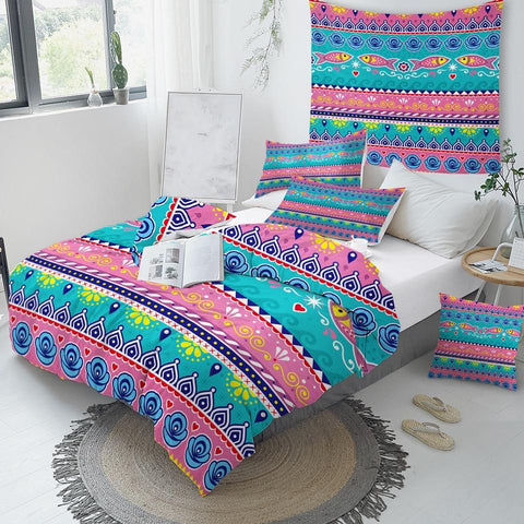 Image of Fish Aztec Comforter Set - Beddingify