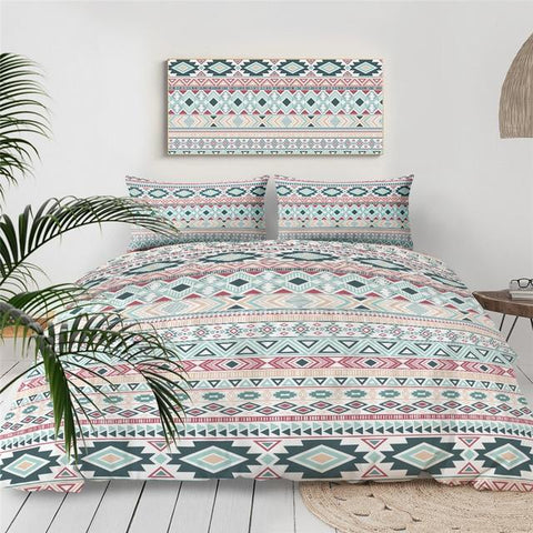 Image of Blue Aztec Geometric Comforter Set - Beddingify