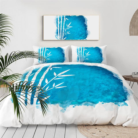 Image of Blue Bamboo Comforter Set - Beddingify