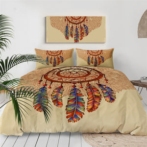 Feathers Gemstones Dreamcatcher Bedding Set - Beddingify