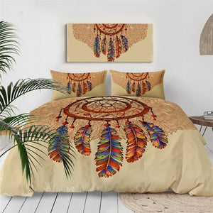 Feathers Gemstones Dreamcatcher Comforter Set - Beddingify