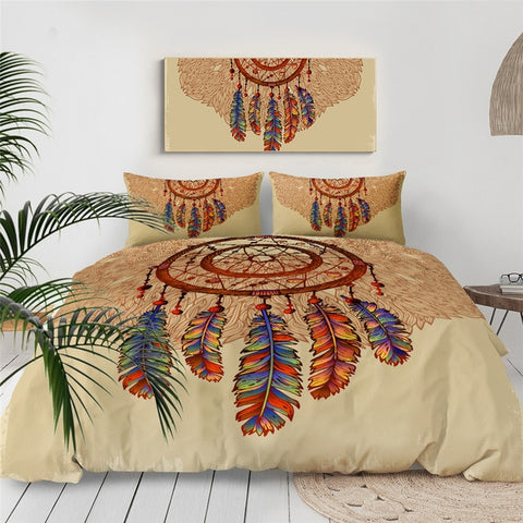 Image of Feathers Gemstones Dreamcatcher Bedding Set - Beddingify