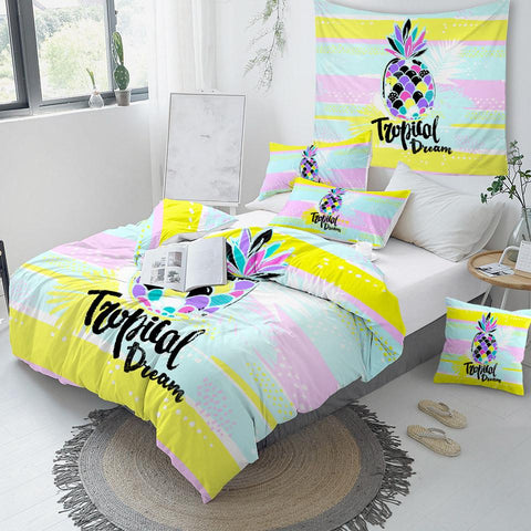 Image of Tropical Dream Pineapple Comforter Set - Beddingify