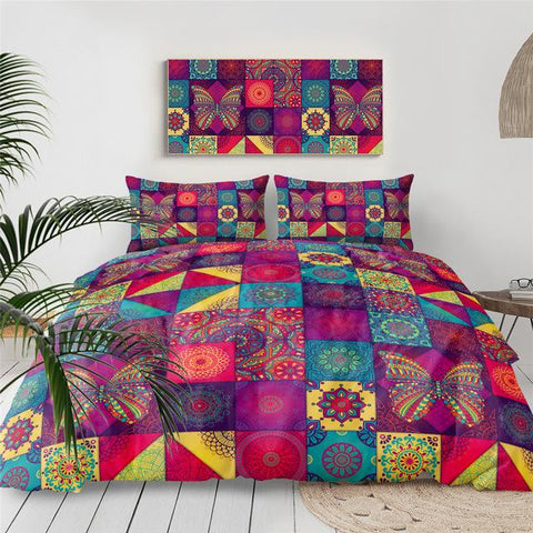 Image of Patchwork Butterfly Comforter Set - Beddingify