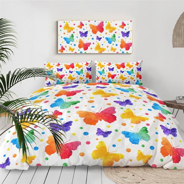 Rainbow Butterflies Comforter Set - Beddingify