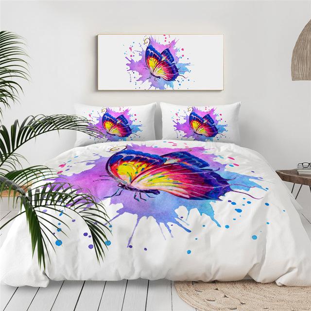 Watercolor Butterfly Comforter Set Pink - Beddingify
