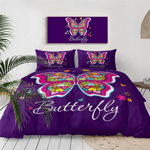 Image of Purple Butterfly Comforter Set - Beddingify
