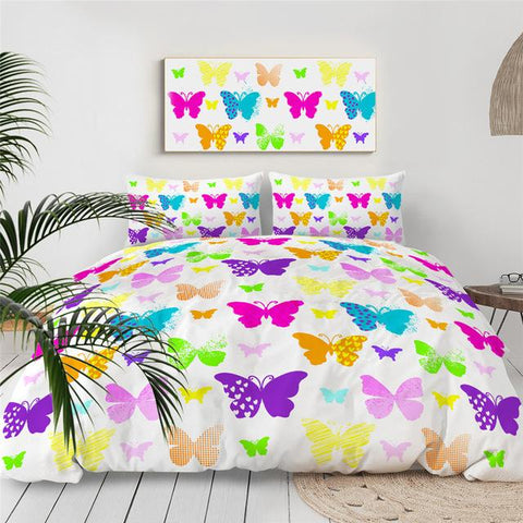 Image of Multicolor Butterflies Comforter Set - Beddingify