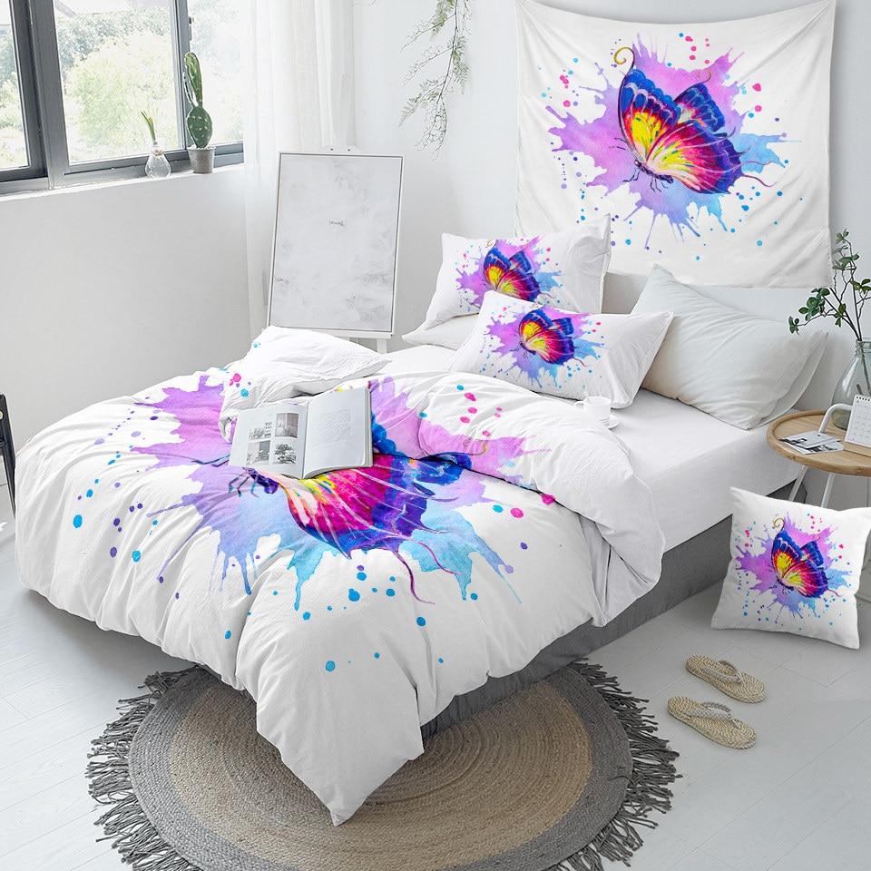Watercolor Butterfly Comforter Set Pink - Beddingify